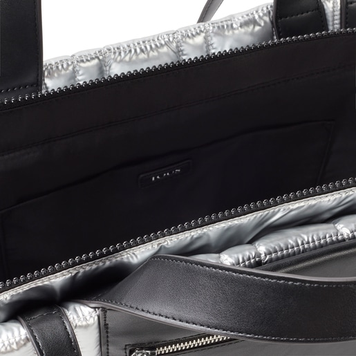 Velká Tote taška TOUS Empire Padded stříbrné barvy
