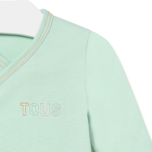 Wrap-over baby t-shirt in plain mist