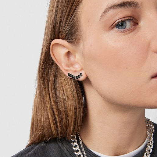 Silver with Onyx Mini Onix - Color Earring