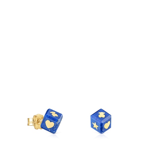 Pendientes de oro de 14 kt y lapislázuli Cube