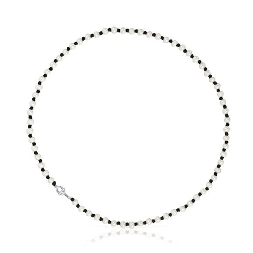 Collier en nylon noir et perles de culture 50 cm TOUS MANIFESTO