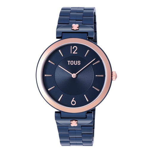 Analogue watch with blue-colored IP steel and pink-colored IPRG steel  wristband S-Band | TOUS