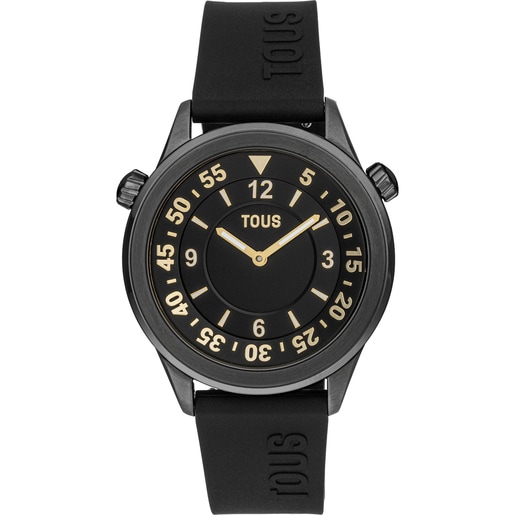 Analog Watch with black silicone strap and gray IP steel case TOUS Now