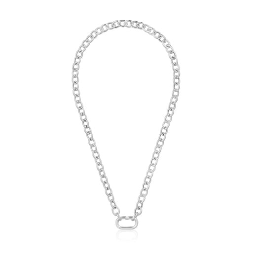 Collar cadena de plata y anilla Hold Oval