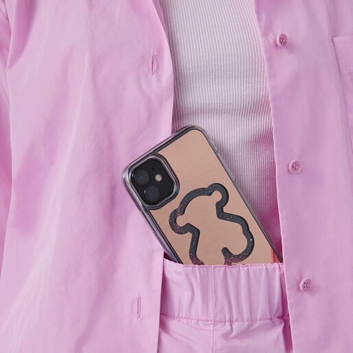 Funda de móvil Delrey XI Glitter Mirror Bear rosa