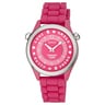 Uhr Tender Time aus Stahl mit pinkfarbenem Silikon-Armband