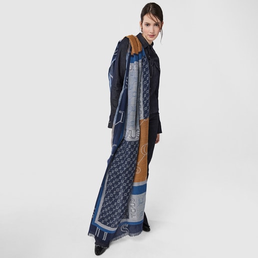 Orange Script soft jacquard Foulard