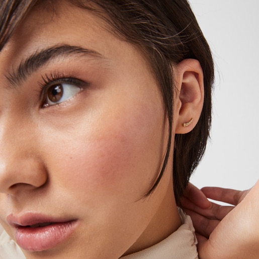 Aretes TOUS Good Vibes mini cuerno de oro y diamantes