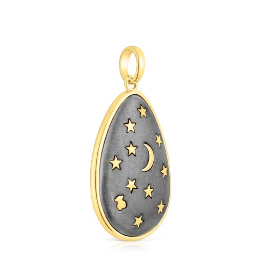 Pendentif Twiling en argent vermeil et dark silver de 27 mm