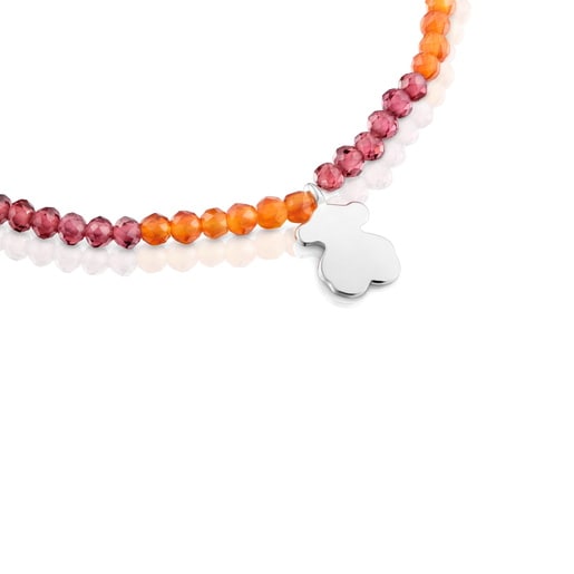 Pulsera elástica con gemas naranjas y oso de plata TOUS Motivos