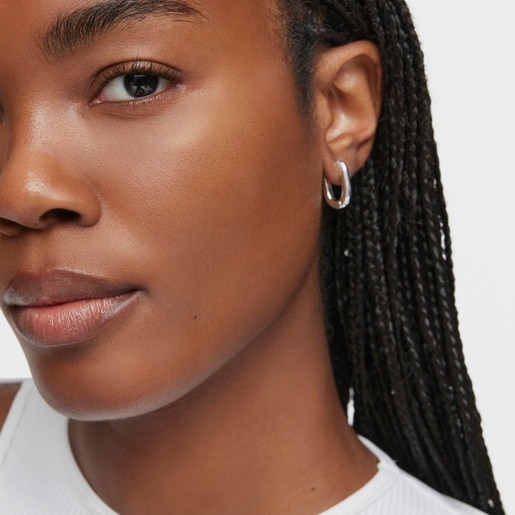 Aretes aro cortos de plata 18,2 mm Basicos