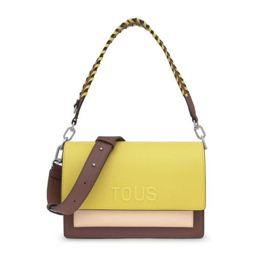 Bandolera mediana lima y nude Audree Saffiano