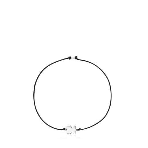 Bracciale in argento e nylon con charm a orsetto Sweet Dolls