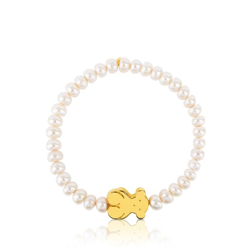 Gold Sweet Dolls Bracelet with pearls and big Bear motif