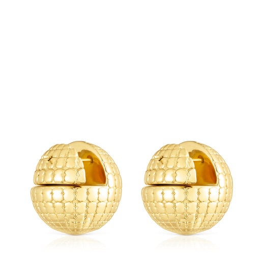 Aretes con baño de oro 18 kt sobre plata bola osos 20 mm St. Tropez Disco