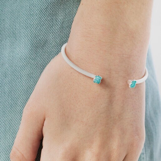 Fine Silver Mesh Color Bracelet with Amazonite