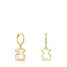 Aretes de aro con baño de oro 18 kt sobre plata y metacrilato blanco Galaxy