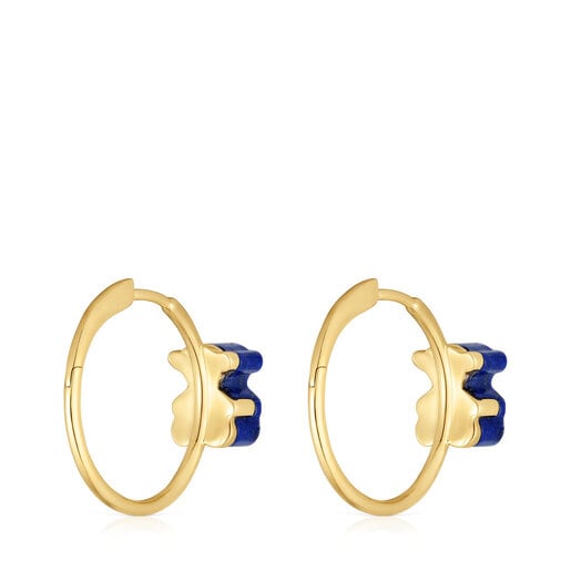 Gold bear Hoop earrings with lapis lazuli TOUS 1950