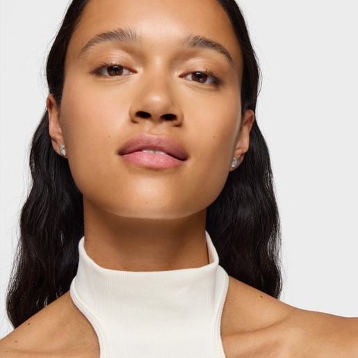 Silver bear Earrings Icon Metal