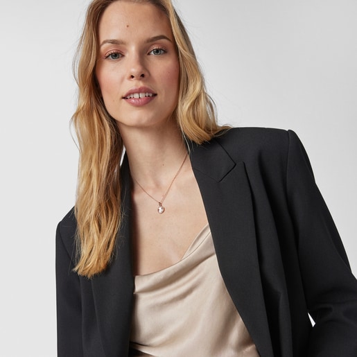 שרשרת קמיל מורמייל כסף ורוד בשיבוץ אם הפנינה וספיר צבעוני