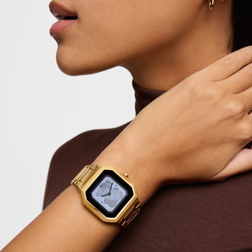 Rellotge smartwatch amb braçalet d'acer daurat B-Connect