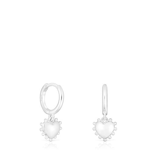 Boucles d’oreilles anneaux en argent motif cœur San Valentín