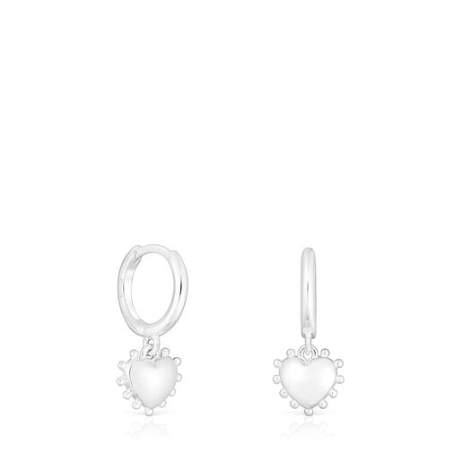 Aretes de aro de plata motivo corazón San Valentín