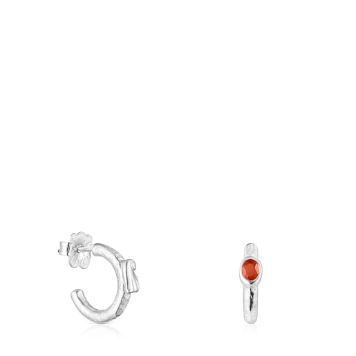 Silver Oceaan Duna Hoop earrings with carnelian
