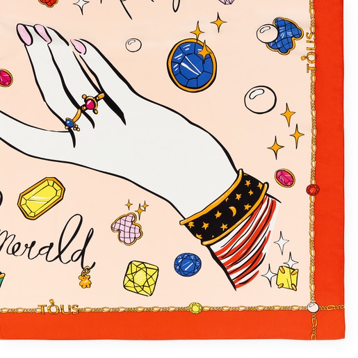 レッドカラーのスカーフ TOUS Gems