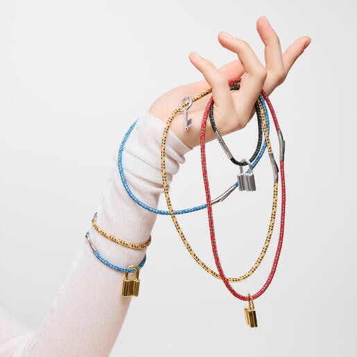 Pulsera con cordón rojo y acero TOUS Basics