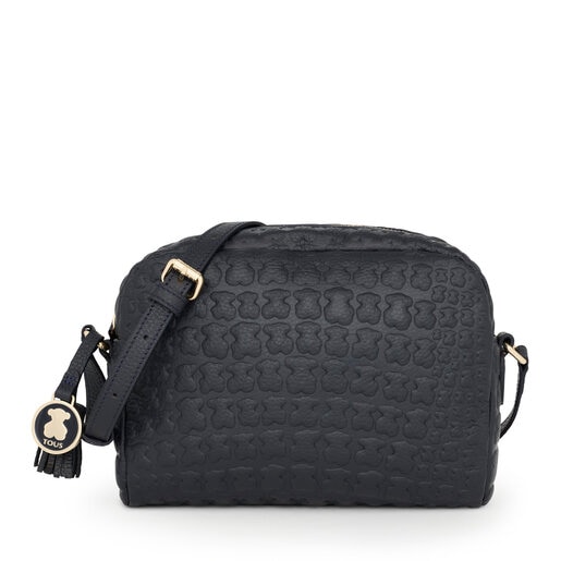 Navy blue leather Sherton Crossbody bag | TOUS