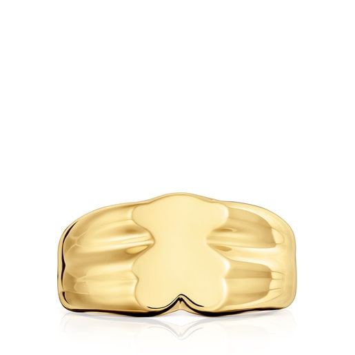 Anillo sello oso 10 mm con baño de oro 18 kt sobre plata Sweet Dolls