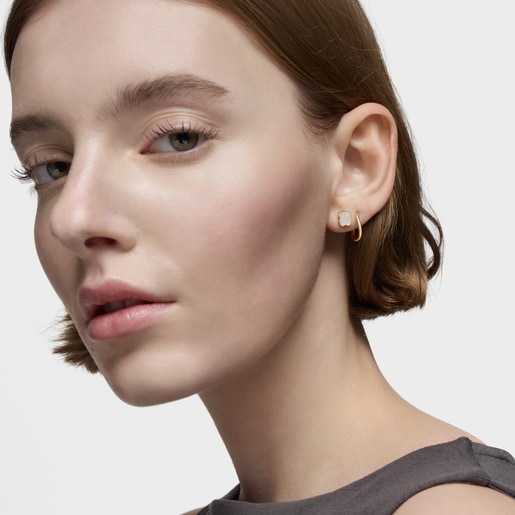 Gold and Mother-of-pearl XXS bear Earrings