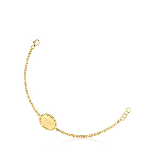 Pulsera cadena con baño de oro 18 kt sobre plata placa TOUS Mama