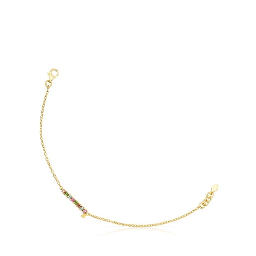 Pulsera con baño de oro 18 kt sobre plata y gemas TOUS Straight