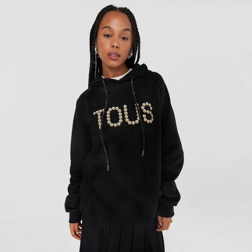 Sweatshirt com capuz nera Logo Pearls