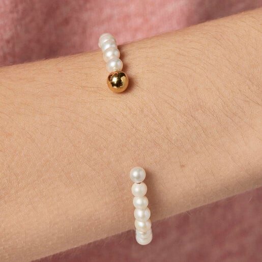 Silver vermeil Gloss Bracelet with pearls | TOUS