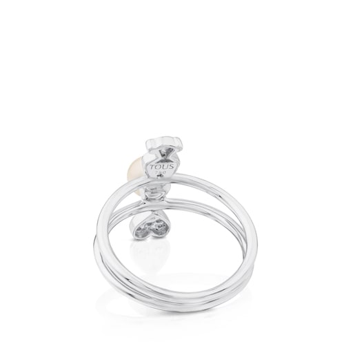 Кольцо Puppies из белого золота с бриллиантами и жемчугом