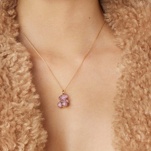 Sapphire and gold Bold Bear pendant