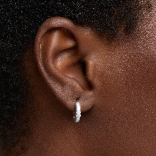 12 mm silver Hoop earrings with bear TOUS Basics