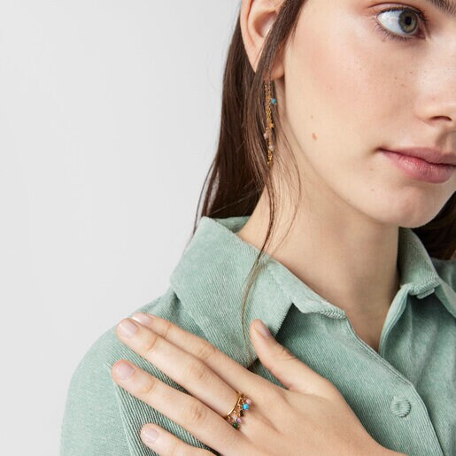 Anillo Cool Joy con baño de oro 18 kt sobre plata y gemas