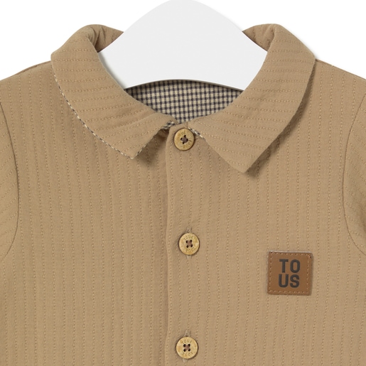 Footless baby playsuit in Brown beige