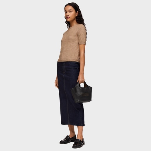 Medium black leather Tote bag TOUS Lirio
