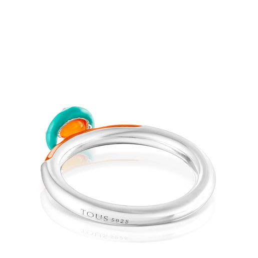 Silver TOUS Vibrant Colors Ring with carnelian and enamel