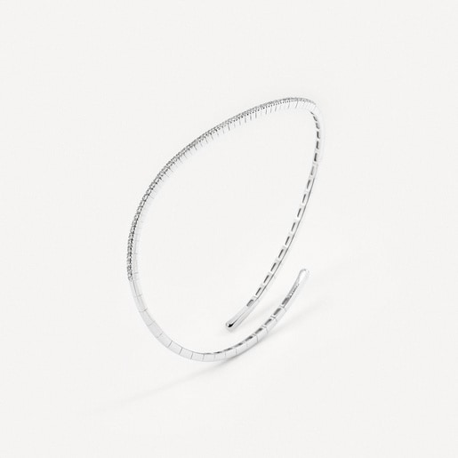 Pulsera abierta de oro blanco con diamantes TOUS ATELIER