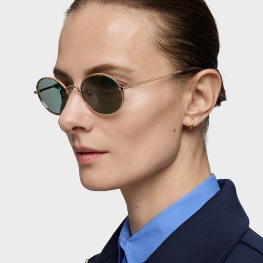 Gold-colored Sunglasses Bear Straight New