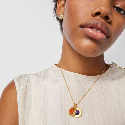 TOUS Silver vermeil Nattfall Pendant with carnelian | Plaza Del Caribe