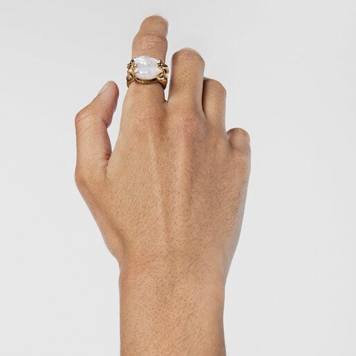 Anillo con baño de oro 18 kt sobre plata y perla Oceaan Color