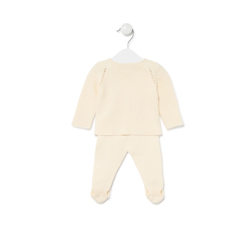 Tricot baby outfit in ecru