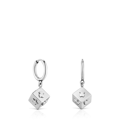 Steel Hoop earrings with cube charm TOUS Charming